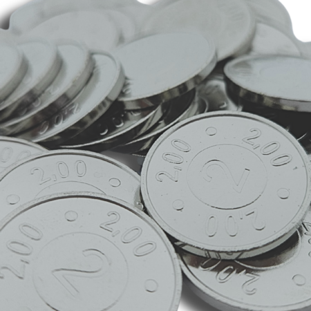 CombiCraft Staal vernikkelde consumptiemunten met getal 2 Ø26mm - per 100 stuks