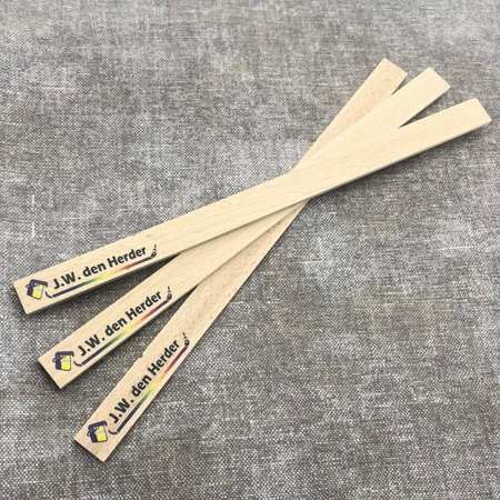 Houten verfstof 258x16mm met eigen logo - per 10 stuks