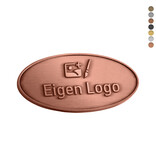 Gegoten logo plaatje 70x35mm met of zonder tape vanaf 100 stuks
