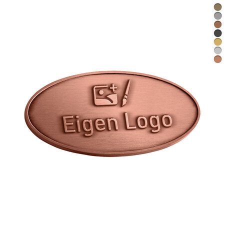 Gegoten logo plaatje 70x35mm met of zonder tape vanaf 100 stuks