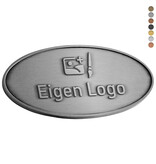 Gegoten logo plaatje 90x45mm met of zonder tape vanaf 100 stuks