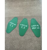 Aluminium sleutellabel 88,5x44mm met tekst en nummer - per stuk