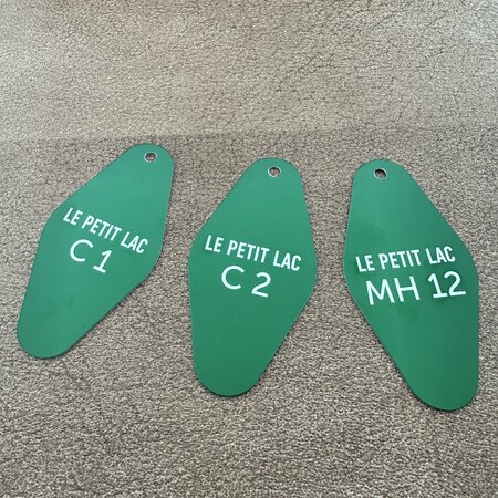 Aluminium sleutellabel 88,5x44mm met tekst en nummer - per stuk