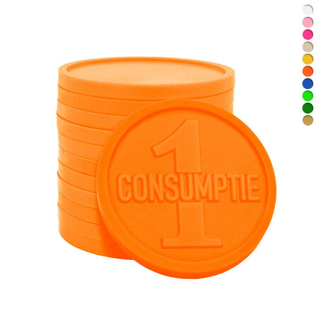 Plastic reliëfmunten met 1 consumptie Ø29mm - per 250 stuks