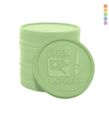 Gerecycled plastic reliëfmunten Ø29mm met jouw ontwerp - per 1000 stuks