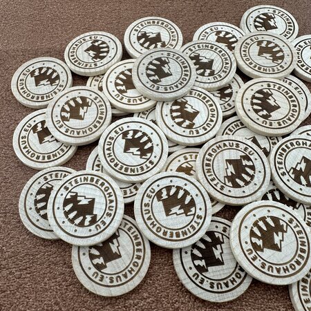 CombiCraft Houten munten met eigen gravering Ø29mm - per 100 stuks