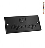 Gegoten logo plaatje 70x35mm met gaten vanaf 100 stuks