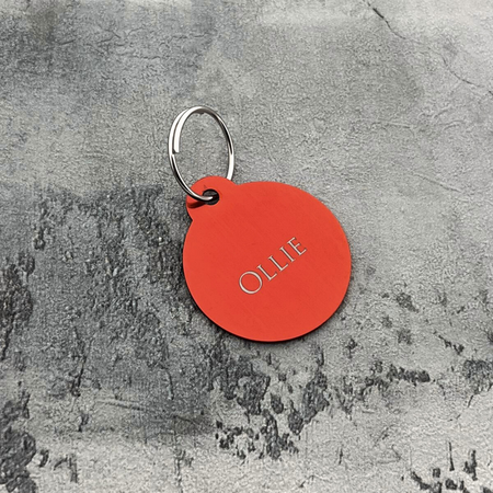 Hondenpenning aluminium rond Ø30mm met naam en tekst – per stuk