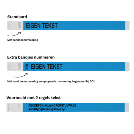 CombiCraft Tyrex polsbandjes met jouw eigen tekst - per 100 stuks