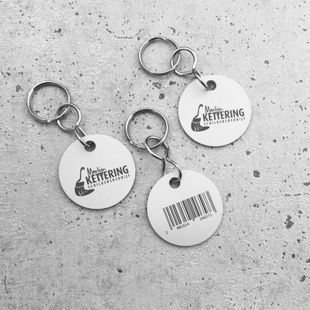Aluminium sleutellabel met eigen logo zilverkleurig  - per stuk