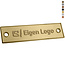 Gegoten logo plaatje 100x25mm met gaten vanaf 100 stuks