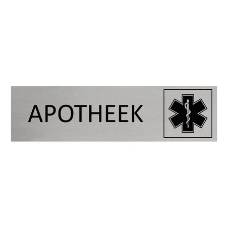 Aluminium deurbordje Apotheek 165 x 45 mm - per 1 stuk