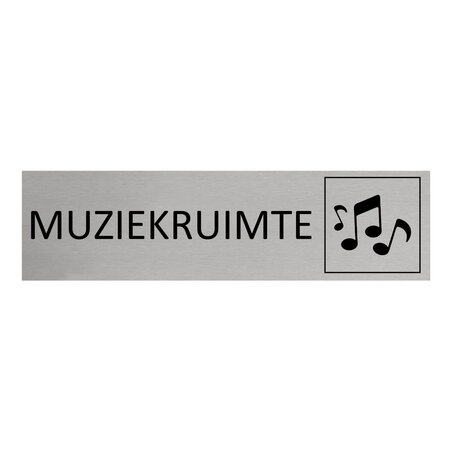 Aluminium deurbordje Muziekruimte 165 x 45 mm - per 1 stuk