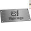 Gegoten logo plaatje 120x48mm met gaten vanaf 50 stuks