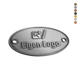 Gegoten logo plaatje 70x35mm met gaten vanaf 100 stuks