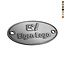Gegoten logo plaatje 70x35mm met gaten vanaf 100 stuks
