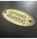 Gegoten logo plaatje 70x35mm met gaten vanaf 100 stuks