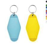 Blanco Hunter hotel sleutelhanger van kunststof met Amerikaanse motel look in 12 verschillende kleuren in 88x45mm