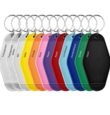 Blanco Hunter hotel sleutelhanger van kunststof met Amerikaanse motel look in 12 verschillende kleuren in 88x45mm