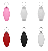 Blanco Hunter hotel sleutelhanger van kunststof met Amerikaanse motel look in 12 verschillende kleuren in 88x45mm