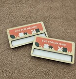 Bamboe naambadge met venster 72x38mm eigen ontwerp - per stuk