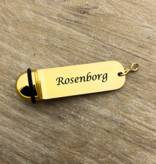 Metalen hotel sleutelhanger Classico 29x108mm goudkleurig met gravering - per stuk
