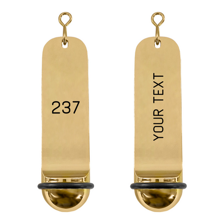 Metalen hotel sleutelhanger Classico 29x108mm goudkleurig met gravering - per stuk