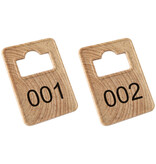 Garderobemunten Tiffany hout 36x50mm vaste nummering - per set