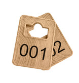 Garderobemunten Tiffany hout 36x50mm vaste nummering - per set