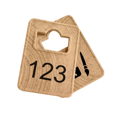 Garderobemunten Tiffany hout 36x50mm eigen nummering - per stuk
