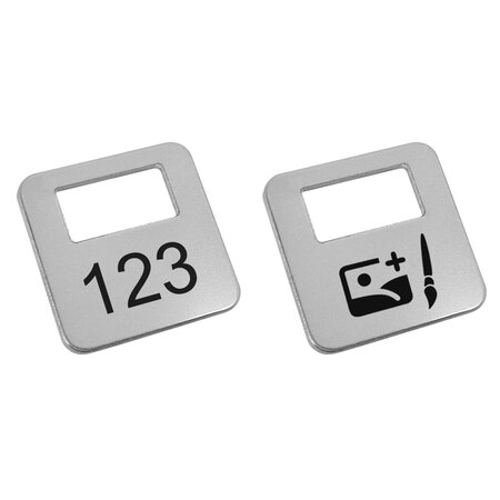 Garderobemunten Brittany aluminium 35x35mm eigen nummering zilver - per stuk