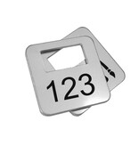 Garderobemunten Brittany aluminium 35x35mm eigen nummering zilver - per stuk
