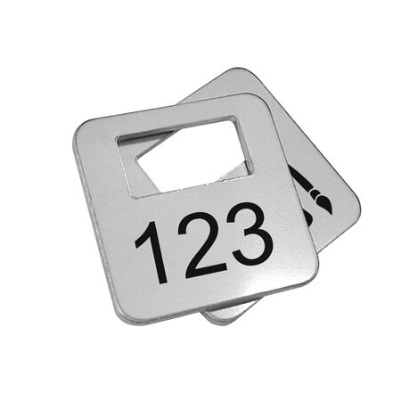 Garderobemunten Brittany aluminium 35x35mm eigen nummering zilver - per stuk