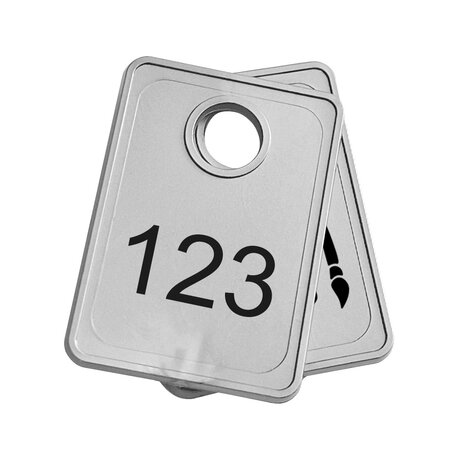 CombiCraft Garderobemunten Tiffany kunststof 36x50mm eigen nummering zilver - per stuk