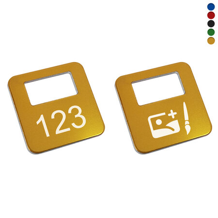 Garderobemunten Brittany aluminium 35x35mm eigen nummering - per stuk