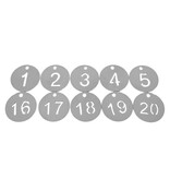 RVS sleutellabels Ø30 mm uitgespaard getal - per set