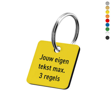 Kunststof sleutellabel vierkant met tekst - per stuk