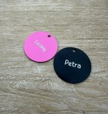 Aluminium sleutellabel Ø 35mm met naam - per 1 stuk
