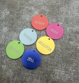 Aluminium sleutellabel Ø 35mm met naam - per 1 stuk