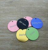 Aluminium sleutellabel Ø 35mm met naam - per 1 stuk
