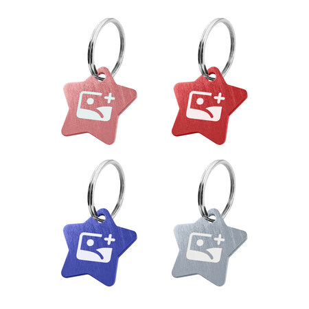 Aluminium sleutellabel ster 27x27mm met initialen - per 1 stuk