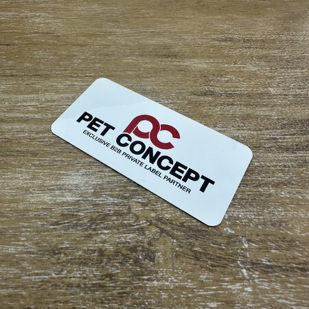 Aluminium naambadge Symphony 70x35mm met eigen ontwerp wit - per stuk