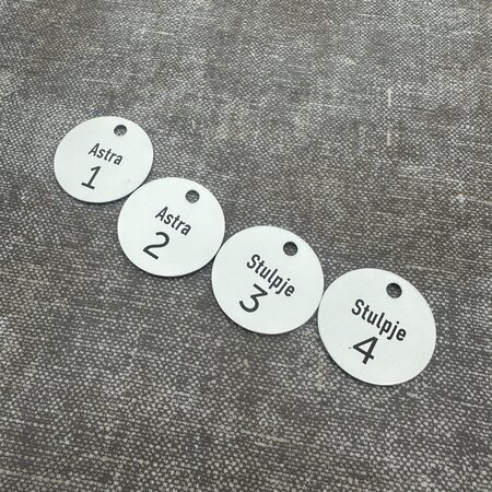 CombiCraft Aluminium sleutellabel met tekst en nummer zilverkleurig - per stuk