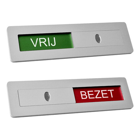 Aluminium schuifbordje Vrij - Bezet 125x35mm met tape - per stuk