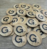 Houtmotief munten Ø29mm met jouw eigen ontwerp - per 100 stuks