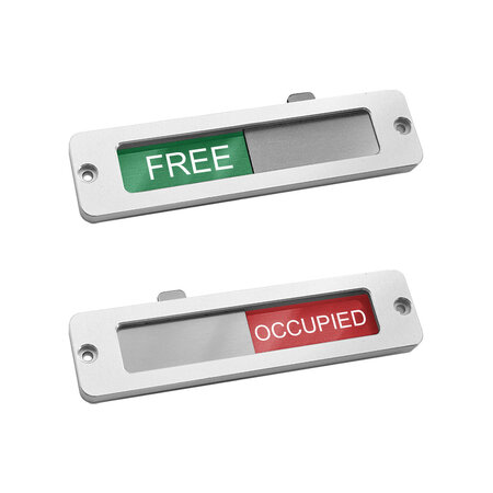 Aluminium schuifbordje Free - Occupied 100x25mm met gaten - per stuk