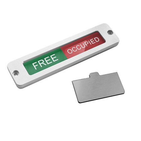 Aluminium schuifbordje Free - Occupied 100x25mm met gaten - per stuk