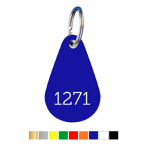 Kunststof sleutellabel druppel met nummer