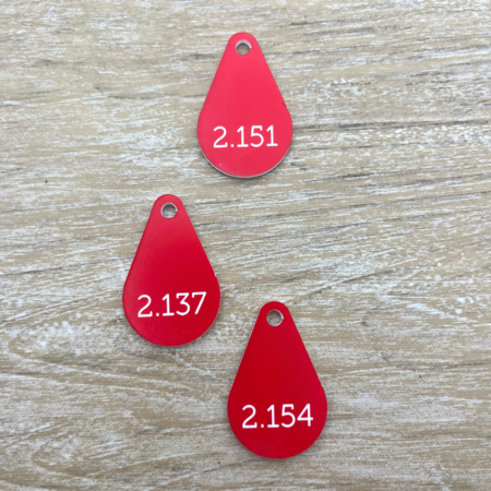CombiCraft Kunststof sleutellabel druppel met nummer - per stuk