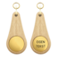 Houten hotel sleutelhanger Oaky Drop lichtbruin blanco of met gravering - per 1 stuk